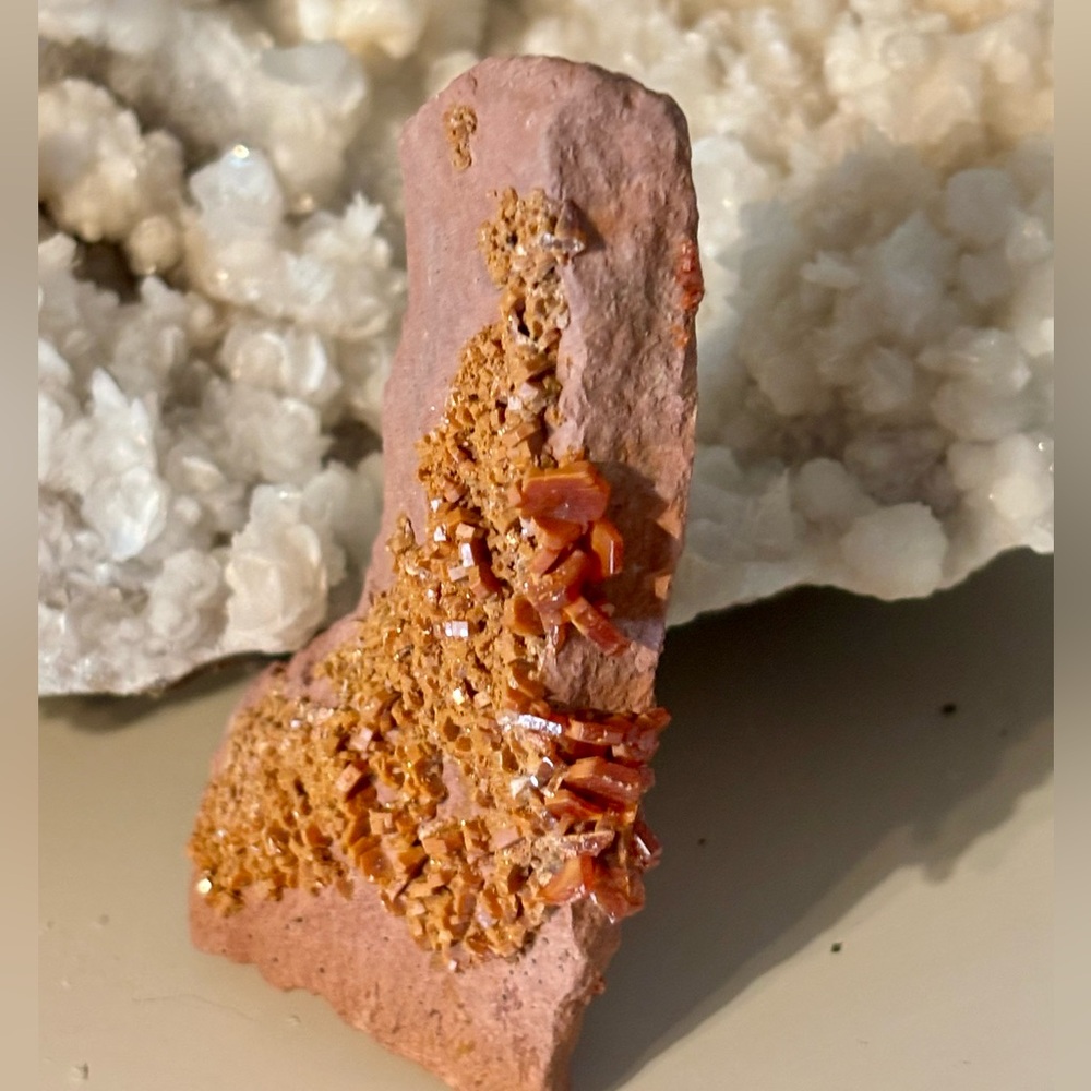 🔥 Vanadinite Crystal on Matrix – Rare High-Luster Red Cluster from Morocco